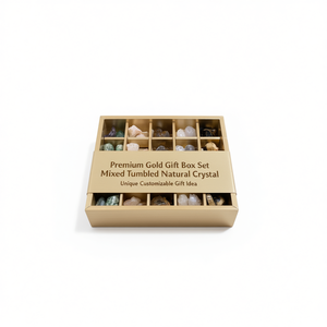 Caja de Regalo Premium Dorada con Cristales Naturales Mixtos, Idea de Regalo Única y Personalizable - Product Image 1