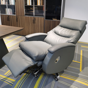 Chaise de bureau ergonomique à dossier haut en cuir PU, base chromée, accoudoirs fixes, pivotante, soutien lombaire, design contemporain - Product Image 6