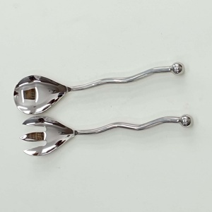 Fabulous Handmade Waving Handles Stainless Steel Salad Serving Set with Silver Plated Salad Spoon & Fork Serving Set - Product Image 2
