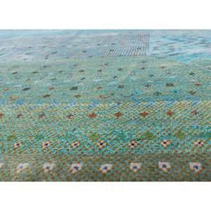 Tapis en laine et soie de bambou noué à la main Freedom Manchaha bleu, motif patchwork, tapis de salon - Les-8238 - Product Image 3