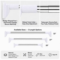 Tringle de Douche Télescopique Ajustable Sans Perçage en Acier Inoxydable pour Rideau de Douche
