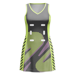 Women's Yellow Blue Sublimated Netball <b>Dress</b> Seamless Polyester Sportwear Casual <b>Dress</b> for Adults - Product Image 4