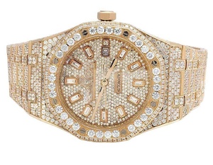 Montre-bracelet à mouvement automatique en acier inoxydable de luxe pour hommes 2024 dernière conception jaune blanc entièrement glacé Moissanite High Business - Product Image 5