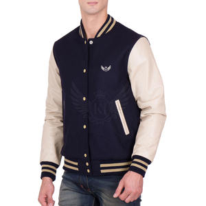 Meilleures ventes Meilleur prix Vestes Letterman à manches en cuir pour hommes Vestes Letterman à manches en cuir teinté uni avec service Oem - Product Image 1