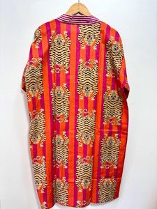 Kimono corto con estampado de Tigre, bata Kimono de algodón indio, ropa de playa, albornoz, bata, vestido de fiesta corto bohemio, vestido de dama de honor - Product Image 5