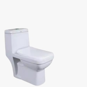 Ensemble de toilettes en céramique monobloc à double chasse d'eau de style européen certifié CE, cuvette carrée moderne de placard d'eau de WC avec piège en P pour hôtels - Product Image 2