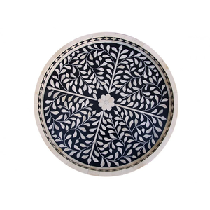 Platos de perlas de estilo antiguo de CRAFTED TREASURE, bandejas para servir alimentos talladas a mano con bandejas de fregona con incrustaciones con acento elegante - Product Image 2
