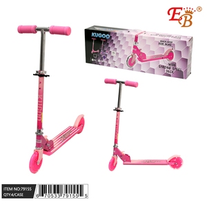 สกู๊ตเตอร์แบบผลัก2ล้อสีชมพูรถสามล้อแบบพับได้เหล็กสำหรับเด็กมีล้อ PU - Product Image 1