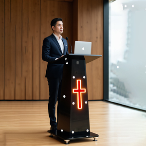 Bán hàng nóng trường bài giảng Bục Giảng Kính bục giảng hội nghị Bục Giảng Nhà thờ với đèn LED chéo triển lãm bài phát biểu bục - Product Image 3