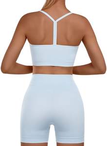 Vêtements de sport respirants réversibles de haute qualité pour femmes ensemble de yoga dos nu durable avec short vêtements de yoga - Product Image 5