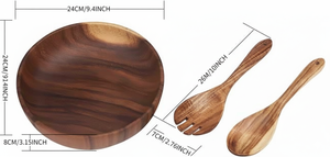 Elegante Tazón de Madera de Lujo para Servir con Cuchara de Madera Coordinada, Hecho a Mano y Ecológico para Fiestas - Product Image 4