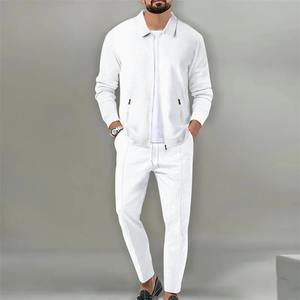 2025 ropa deportiva de terciopelo de alta calidad para hombre, conjunto de 2 piezas, cárdigan con cremallera, chaqueta y pantalones para correr en otoño - Product Image 3