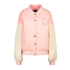 High Quality Custom Embroidered Logo Women's Winter Varsity Jacket Genuine Leather Breathable <b>Wool</b>/<b>Polyester</b> <b>Fabric</b> Custom - Product Image 1