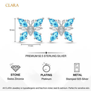 NOVAMART Fine Zinc Alloy Marquise Cut Trendy Butterfly <b>Stud</b> <b>Earrings</b> with Zircon and Brass Wholesale Export - Product Image 5