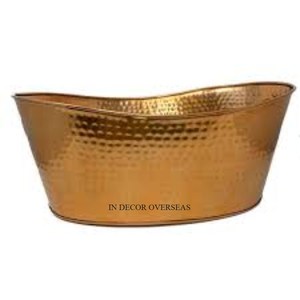 Look classique argent brillant poli métal robuste fait glace et seau à vin baignoires boissons refroidisseur avec poignée en corde bleue - Product Image 5