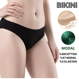 Braguitas de bikini sin costuras para mujer, de talle medio, mezcla de algodón y modal, ropa interior lisa en colores surtidos - Product Image 3