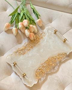 Bandeja de Resina de Diseño Personalizado de Primera Calidad con Posavasos, Juego de Servicio de Bajo Costo para Decoración del Hogar y Regalos, Modelo Hecho a Mano - Product Image 1