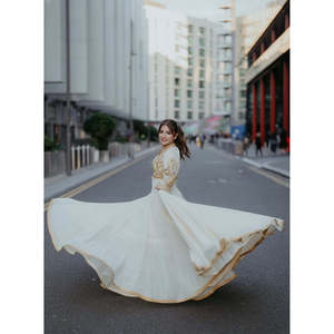 Robe élégante en mousseline de soie tendance et confortable, coupe A, taille empire, pour femmes, pour le travail - Product Image 3