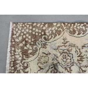 พรมตุรกีขนาด 5.3x9.1 ฟุต พรมวินเทจขนาดใหญ่ พรมขนสัตว์ลายสัตว์สีน้ำตาล - Product Image 4