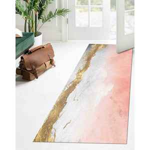 Tapis en chenille marbré rose et or : Décoration de bureau moderne, avec tapis à poils doux - Product Image 5