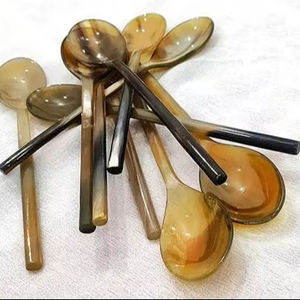 ช้อนทำมือจากเขาควายคุณภาพดี เป็นมิตรกับสิ่งแวดล้อม ขัดเงา สีธรรมชาติ สำหรับใช้ในบ้าน สไตล์โมเดิร์น ใช้เป็นช้อนกาแฟ หรือของตกแต่ง - Product Image 1