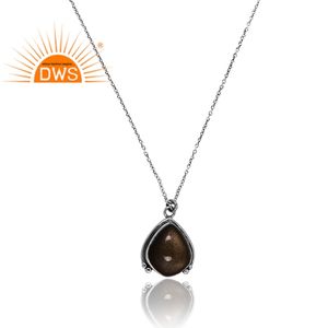 สร้อยคอจี้อัญมณีออบซิเดียนสีเงินธรรมชาติดีไซน์ใหม่สำหรับผู้หญิงเครื่องประดับที่ออกแบบได้เองของขวัญสำหรับผู้หญิงสำหรับผู้หญิง - Product Image 2