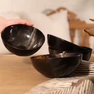 ชามฮอร์นอันหรูหราสำหรับเครื่องครัวชามฮอร์นทรงลึกทำด้วยมือสีธรรมชาติ - Product Image 1