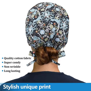 Gorros de pelo unisex personalizados, gorros médicos ajustables para trabajo de enfermera, gorro estampado de algodón para Hospital con botón - Product Image 3