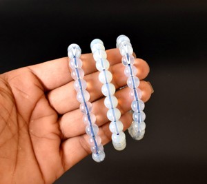Wholesale Hot Selling Sky Blue Color <b>Opal</b> Synthetic 8mm Round Natural Crystal Beaded Healing <b>Bracelet</b> for Meditation Jewelry - Product Image 2