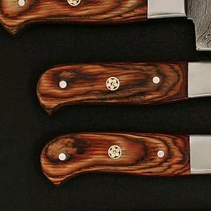 2024 haute qualité professionnel Style japonais damas acier 7 pièces cuisine Chef ensemble éplucher manche en bois pour fruits légumes - Product Image 5