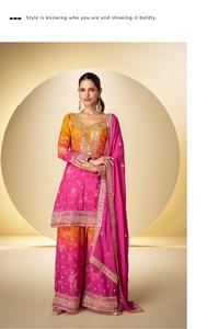 Costume Salwar pour femme Gulkayra Designer Kanika en soie chinon de qualité supérieure avec impression numérique, broderie et détails de travail de paillettes - Product Image 2