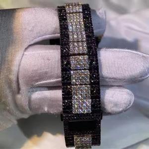 Premium Quality <b>Black</b> Color Iced Out Mossinate Diamond <b>Watch</b> for <b>Men</b> Jewelry Gift and Party Use Available for Sale - Product Image 3