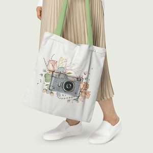 Vintage <b>Camera</b> Art Canvas Tote <b>Bag</b> Eco-Friendly and Recyclable Long Rope Handle for Daily Use Gift Giving and Advertising - Product Image 4