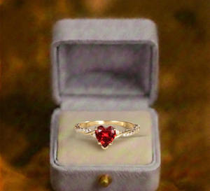 Bague de fiançailles élégante en or pur 14 carats avec diamant de laboratoire et rubis en forme de cœur, bague en diamant, bague de promesse, cadeau parfait pour elle - Product Image 6