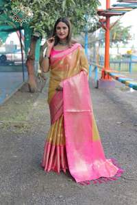 Hilo de seda de diseñador, tejido a mano, suave, con todo el trabajo, contraste, diseñador de borde, moda de fiesta - Product Image 5