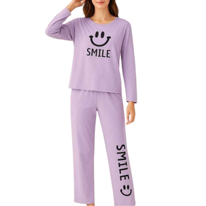 Conjunto de Pijama de Lujo para Mujer, 100% Algodón, Cuello en V, Manga Larga, Fabricante y Proveedor Mayorista OEM - Product Image 3