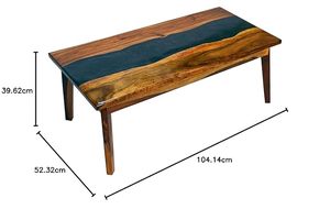 Table à manger rectangulaire moderne en résine époxy artisanale de luxe pour salon, plateau en bois d'acacia, couleur et taille personnalisées, mariage - Product Image 2