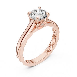 แหวนเพชรทรงกลมทองคำ 14K สำหรับผู้หญิง |   ชุดทำงาน |   เพชรเพาะเลี้ยงใหม่หรูหรา 1.02 กะรัต รับรองโดย IGI - Product Image 5