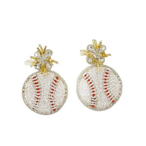 Boucles d'oreilles à clip en perles de rocaille motif Lapin de baseball, légères, tendance Pâques, modèles pendantes, perles post-designées - Product Image 3