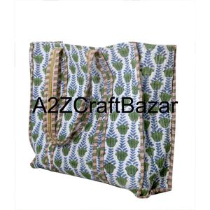 Bolso Tote Grande Reversible de Algodón Acolchado con Estampado a Mano para Mujer, Estilo Indio, Multicolor a Rayas, Asa Larga, Nuevo Estilo, Productos Populares - Product Image 5