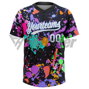 Maillot de baseball/softball personnalisé en polyester par sublimation, col en V, 180g, séchage rapide, respirant, pour vêtements de sport pour hommes - Product Image 3