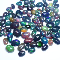 Opale noire d'Éthiopie naturelle, cabochon ovale, opale de feu, jeu de couleurs, qualité AAAAA pour la fabrication de bijoux PANJSHIR GEMA INTERNATIONAL
