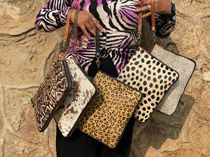 Nouveau Style occidental imprimé Animal fourrure en cuir téléphone portable sac à bandoulière de haute qualité à la mode véritable à la main fourrure en cuir sacs à bandoulière - Product Image 4