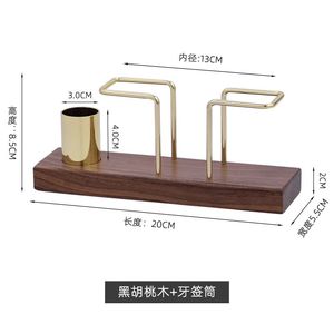 Porte-mouchoirs en métal élégant avec base en bois et distributeur de cure-dents intégré: accessoire multifonctionnel pour la maison et le bureau - Product Image 4