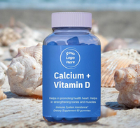 Complément alimentaire en gommes OEM à marque privée Calcium + Vitamine D pour adultes et femmes enceintes, 60 gommes/flacon, logo personnalisé