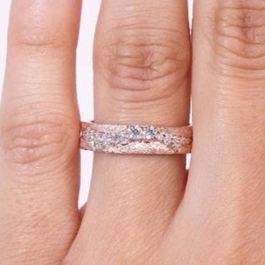 Anillo de compromiso con diamante de laboratorio, oro rosa de 14K, acabado cepillado con rodio, diamante de laboratorio tallado, para aniversario, boda, regalo para enamorados - Product Image 2