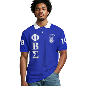 Phi เสื้อโปโล1914รุ่นเบต้า Sigma, เสื้อคอตตอนผ้ากำมะหยี่220อัดลายพี่น้องกรีกทั้งเก้า - Product Image 4