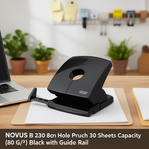 Perforadora NOVUS B 230 de 8 cm, Capacidad para 30 Hojas (80 g/m²), Negra con Guía - Product Image 3