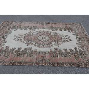 พรมตุรกีขนาดใหญ่ 5.5x8.9 ฟุต พรมวินเทจ พรมขนสัตว์สีน้ำตาลขาวสไตล์ตะวันตกเฉียงใต้ - Product Image 2