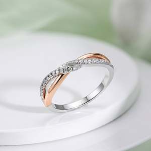 Jeulia Infinity Twist Two-Tone Pave Wedding Band with Oval Zircon - Product Image 6